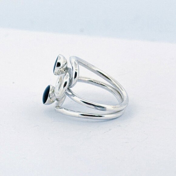 Vintage Sterling Silver 925 Spiral Wrap Ring Black Onyx Size 8 Estate 8.9g - Picture 6 of 10